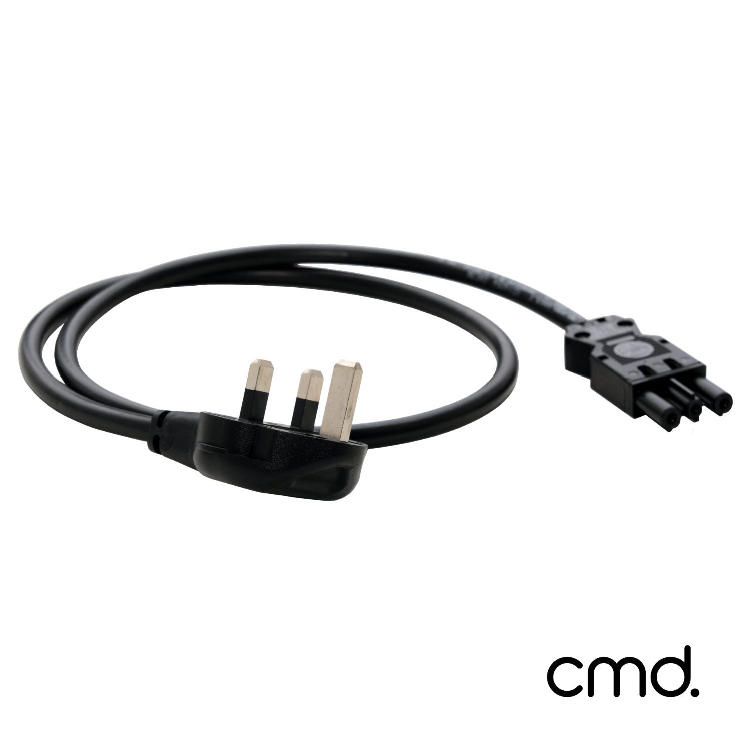 CMD 1.0m starter mains cable, GST 3-pole connector to 13A UK plug - Black