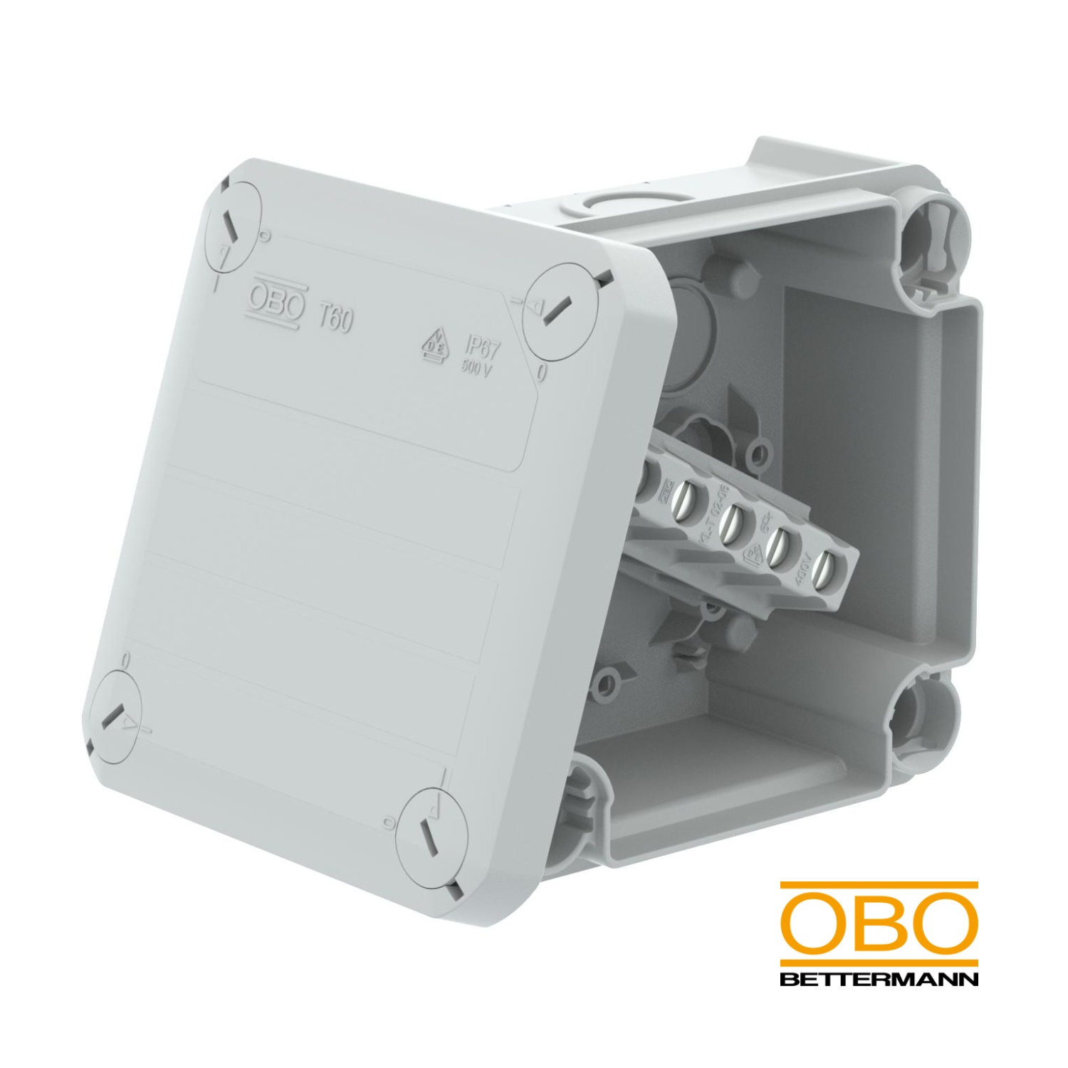OBO Junction Box T60, with Knock-Out Entries, with Terminal Strip
